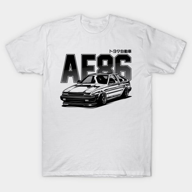 AE86 Trueno (Black Print) T-Shirt by idrdesign
